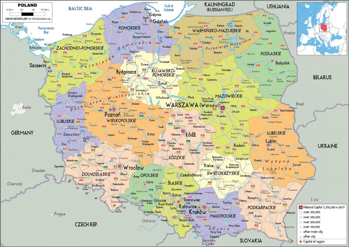 波兰及周边国家地图
