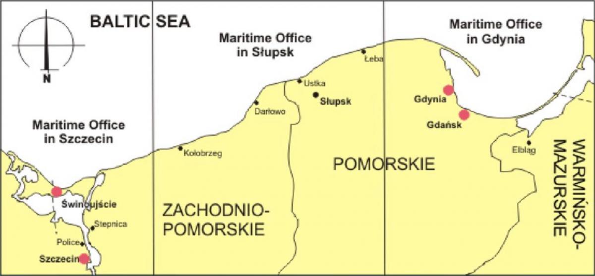 地图的波兰港口