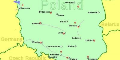 地图的波兰表示机场
